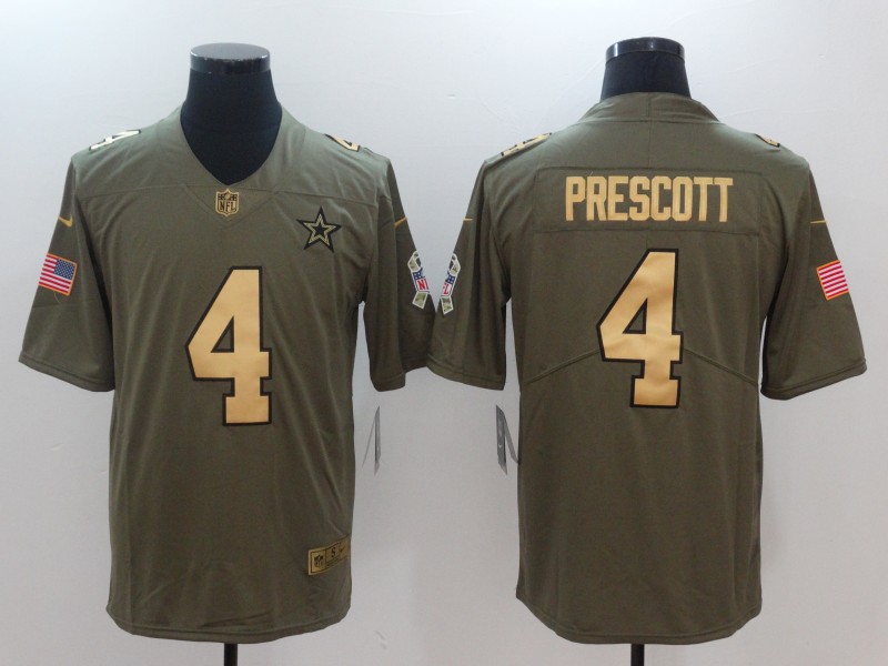 Men Dallas cowboys #4 Prescott Gold Anthracite Salute To Service Nike NFL Limited Jersey->women nfl jersey->Women Jersey